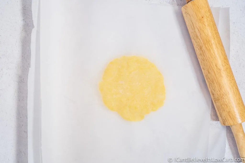 Low Carb Pasta dough under parchment paper