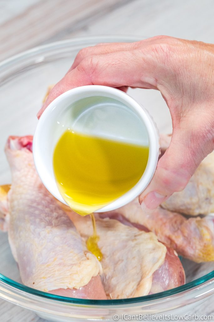 Adding olive oil to Chicken Legs