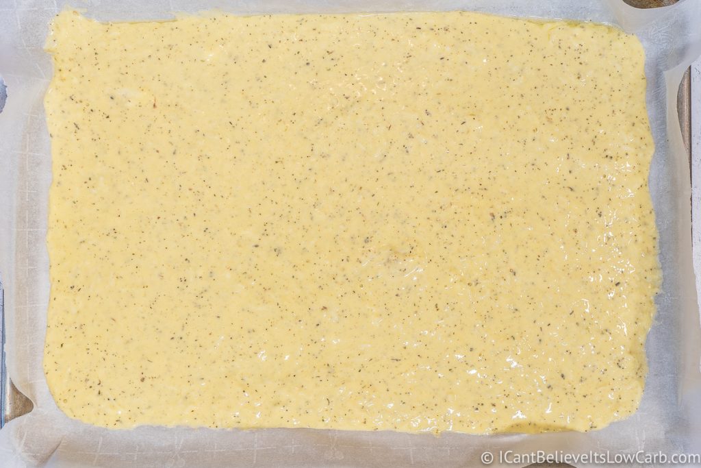 baking sheet with keto noodle filling before baking