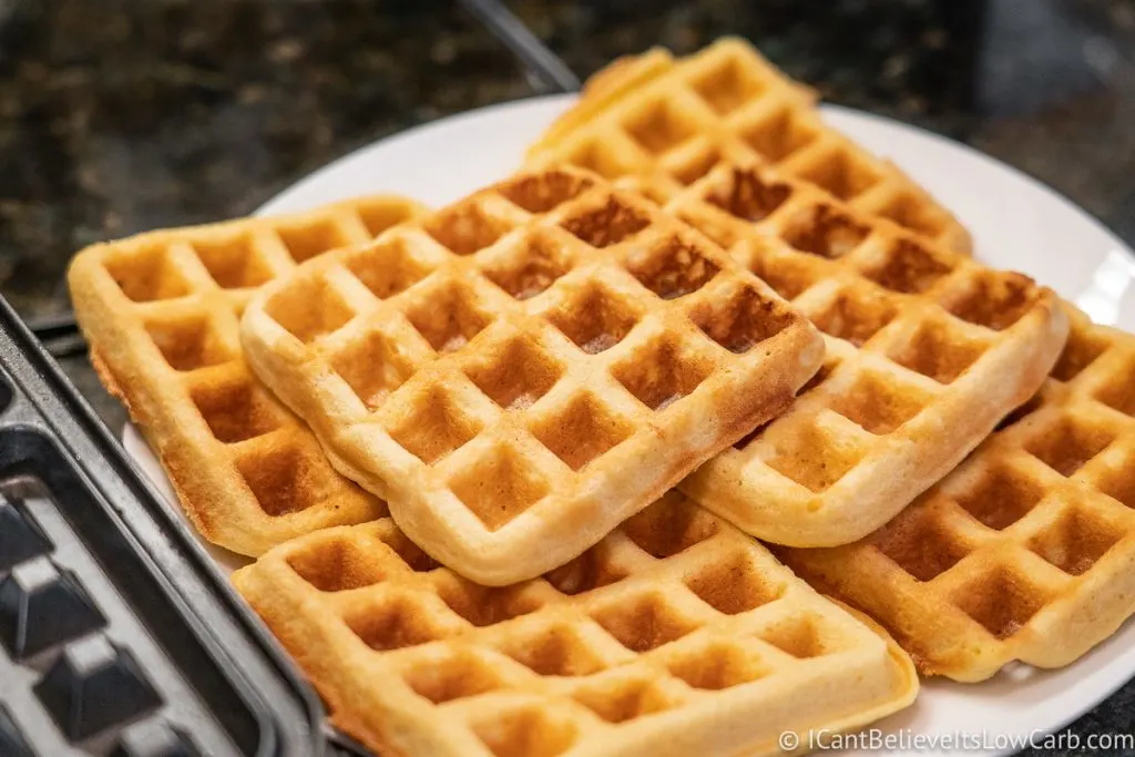 Cooked Almond Flour Waffles on a plate