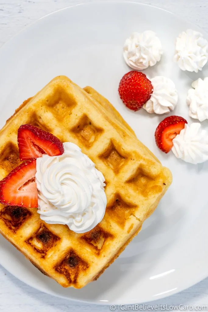 Almond Flour Waffles with whipped cream