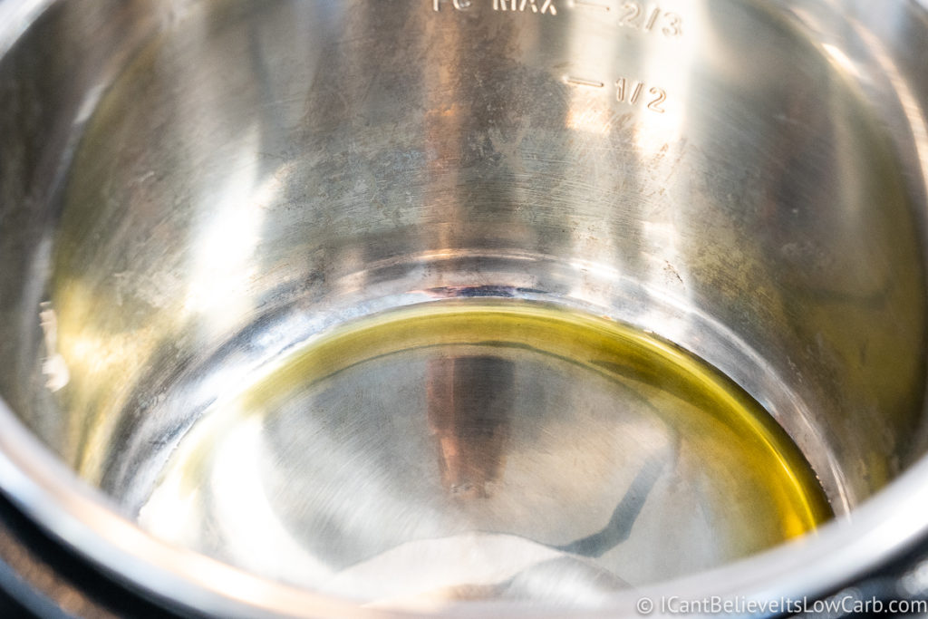 Putting olive oil in an Instant Pot