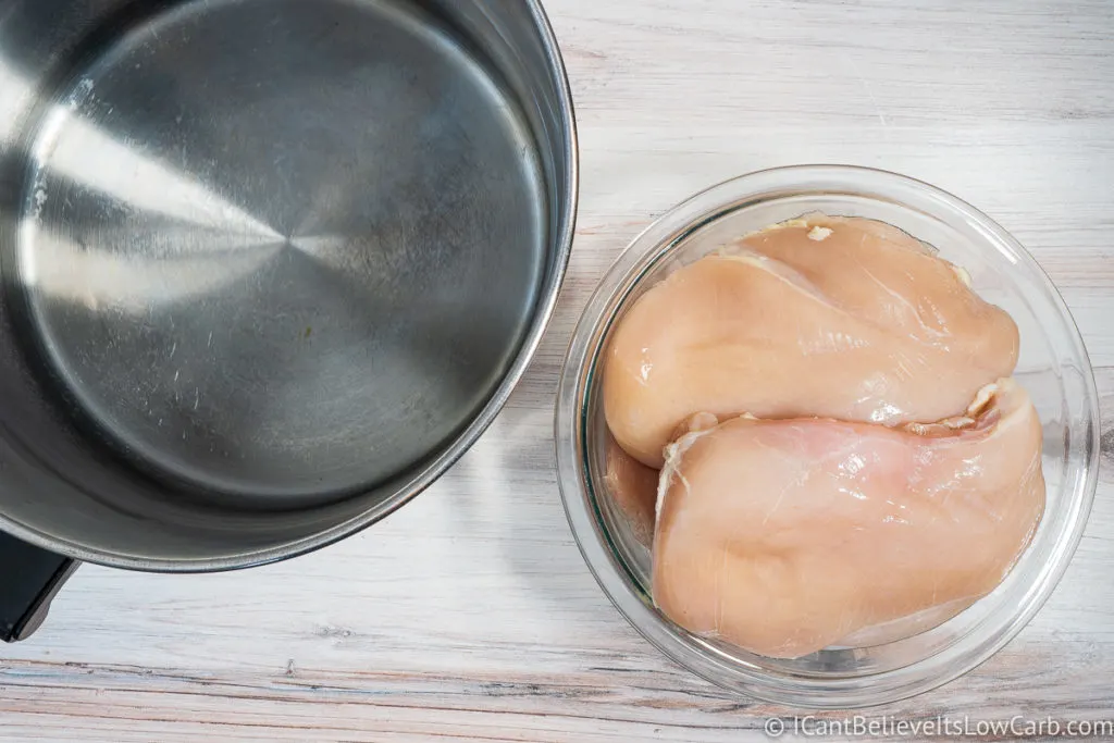 Raw Chicken and a pot of water