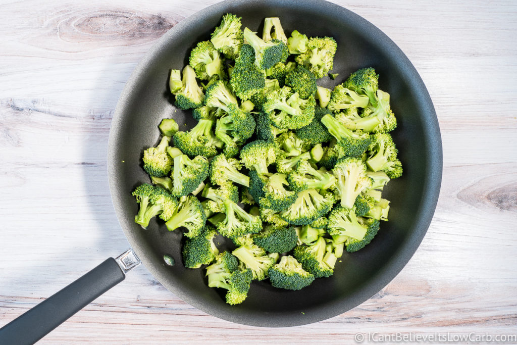 Broccoli Florets in a frying pan