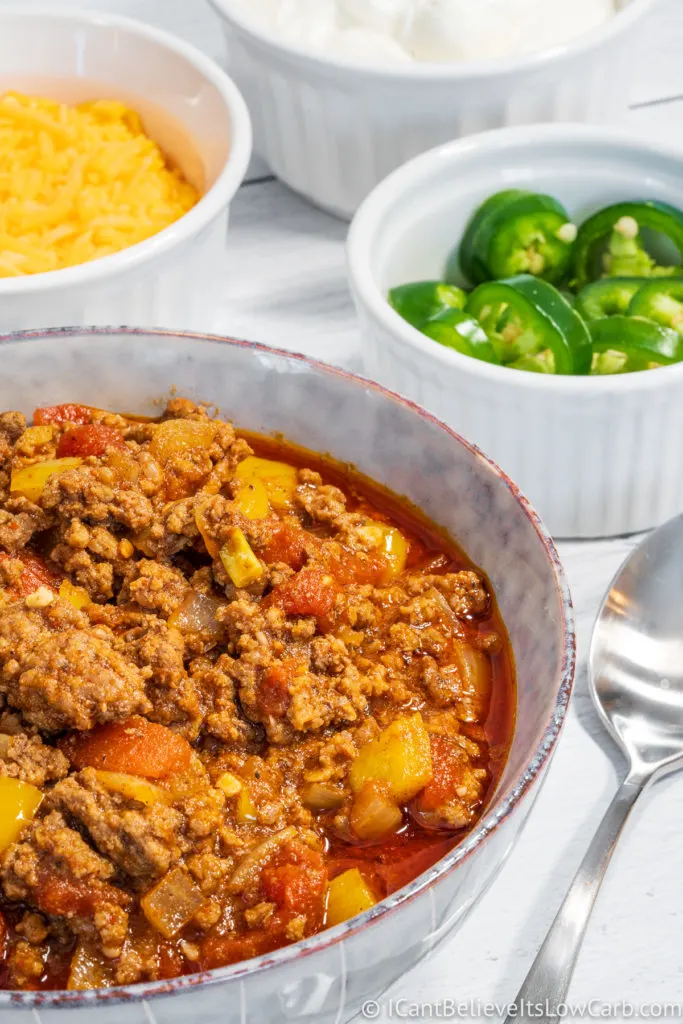 Keto Low Carb Chili in a bowl