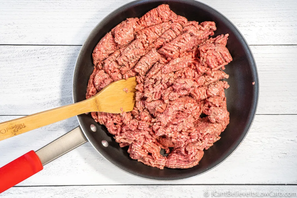 hamburger meat in a frying pan