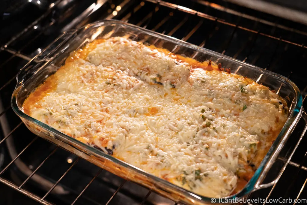 Eggplant Lasagna baking in the oven