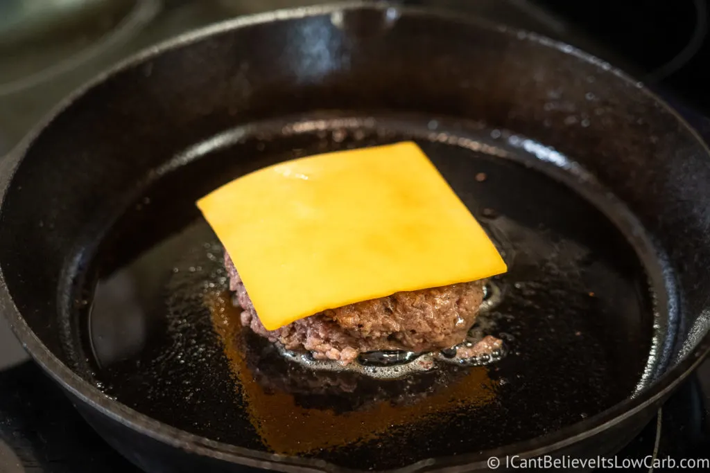 Cooking Cheeseburgers in cast iron pan