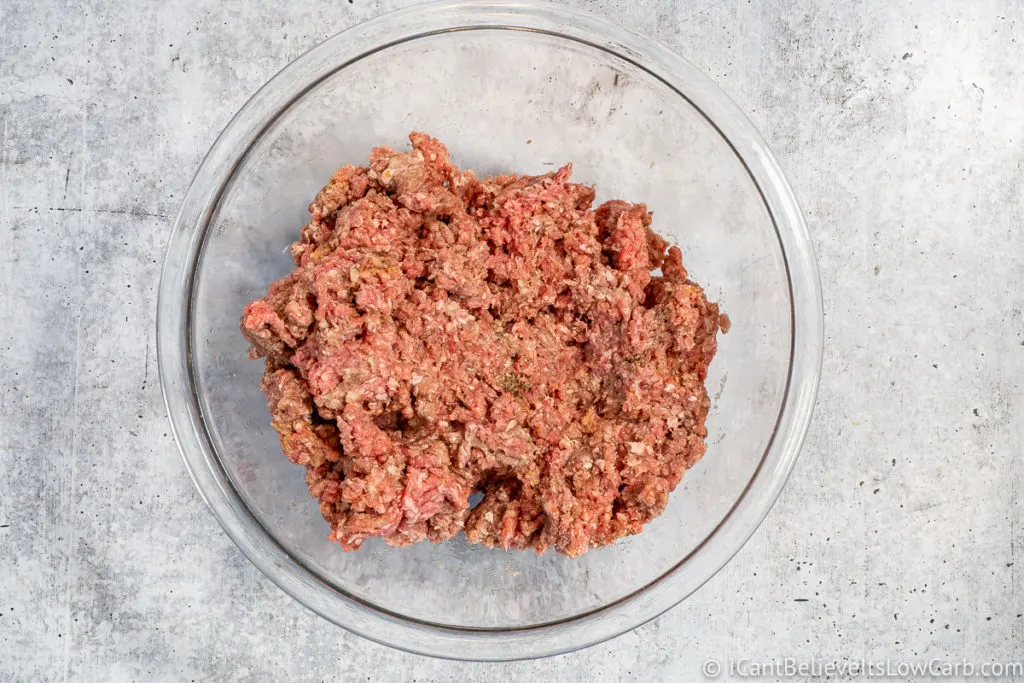 Mixing ground beef for Hamburgers