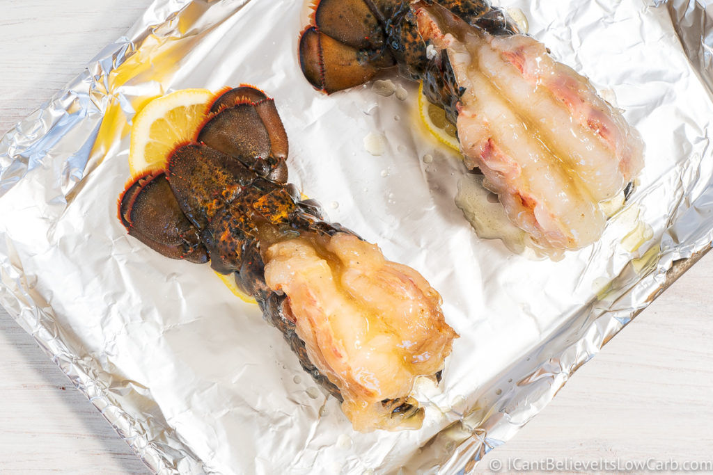Lobster Tails brushed with butter before cooking