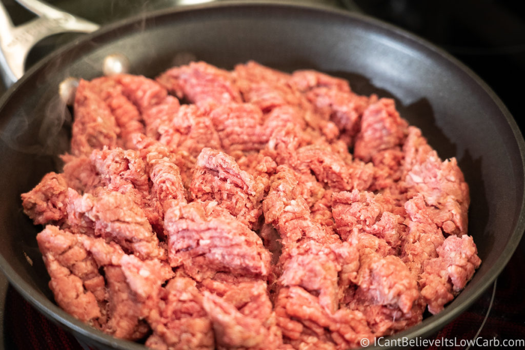 cooking ground beef on the stove