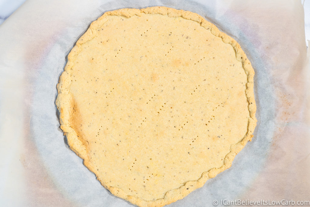 Almond Flour Pizza Crust out of the oven