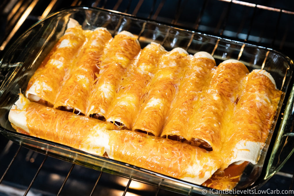 Cooking Keto Enchiladas in the oven