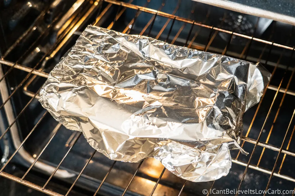 covering the loaf pan with aluminum foil