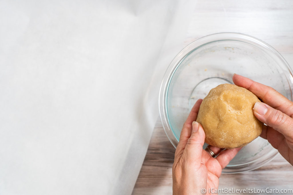 Placing the ball of dough onto a baking tray