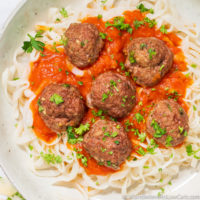 Keto Meatballs over low carb pasta