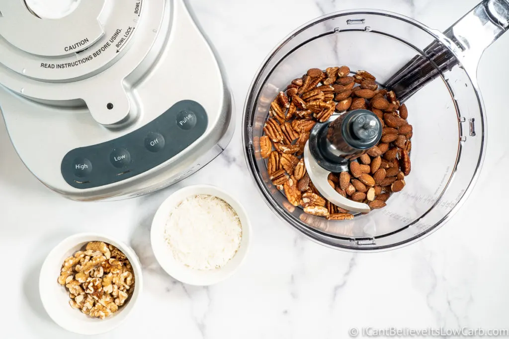 adding almonds to the blender