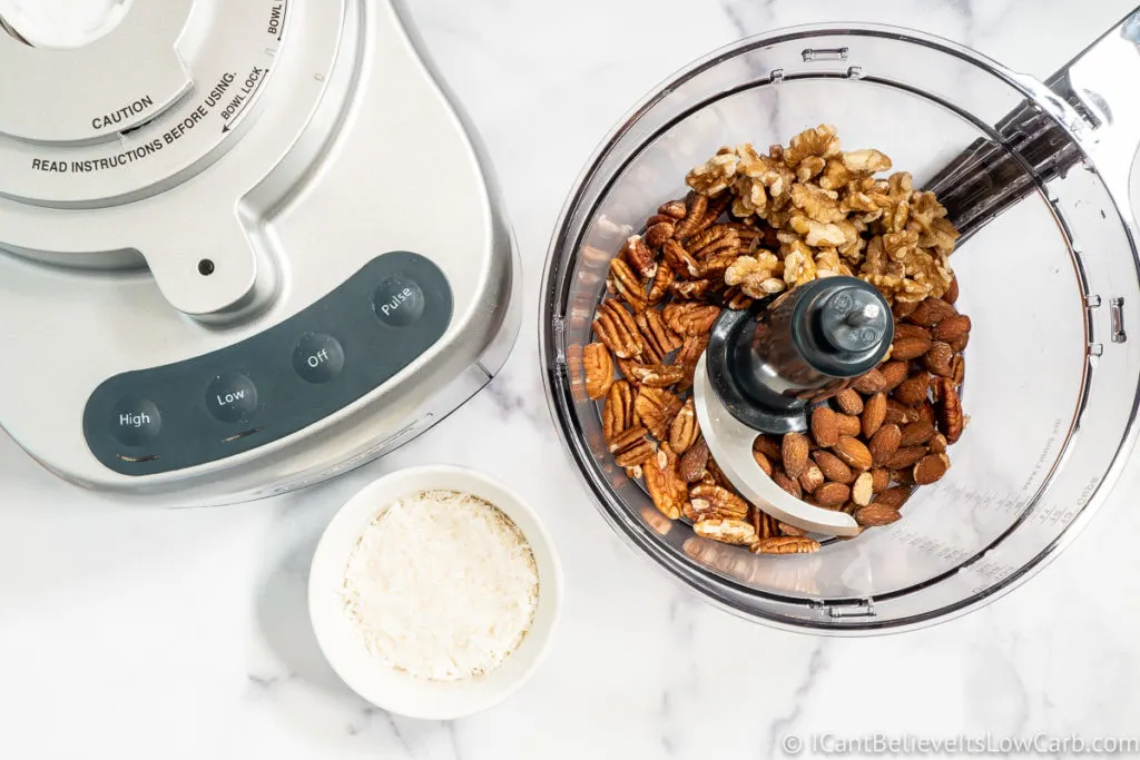 adding walnuts to the blender