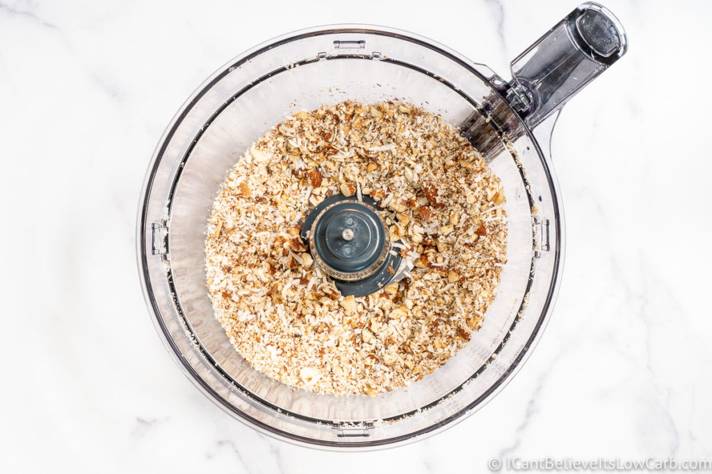 chopped nuts in blender for granola