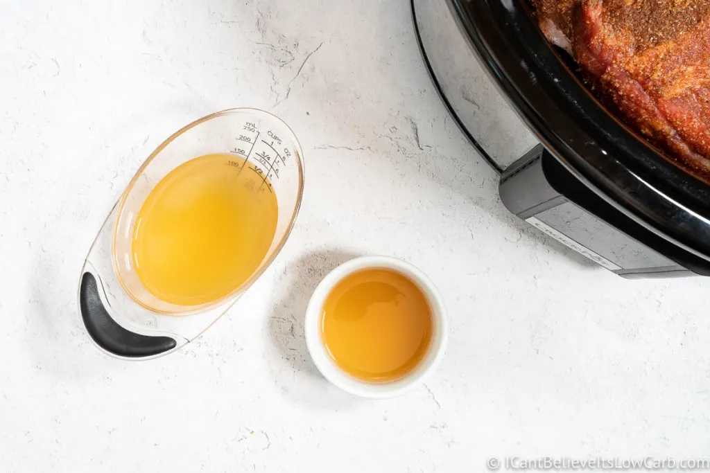 chicken broth and apple cider vinegar before putting them in the Slow Cooker