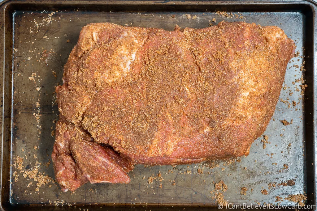Seasoned and uncooked Pork butt