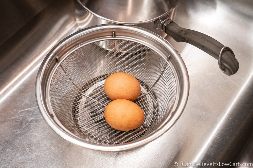 2 Soft Boiled Eggs in a colander