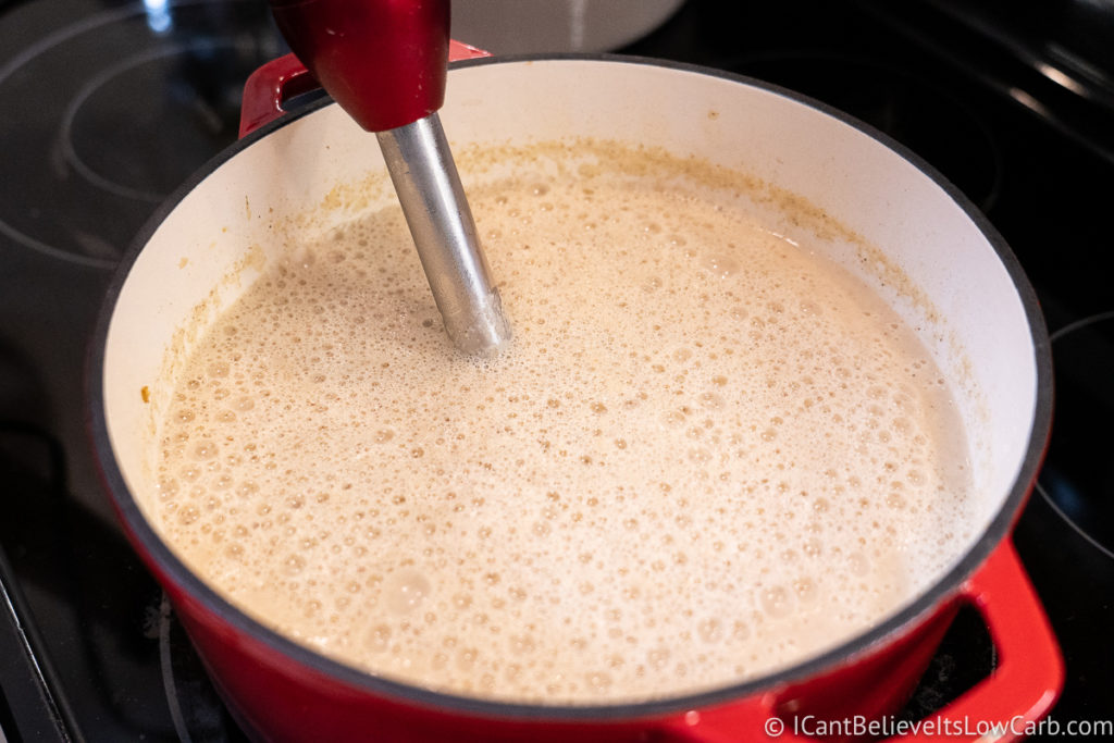 Using an Immersion Blender to mix the Cauliflower