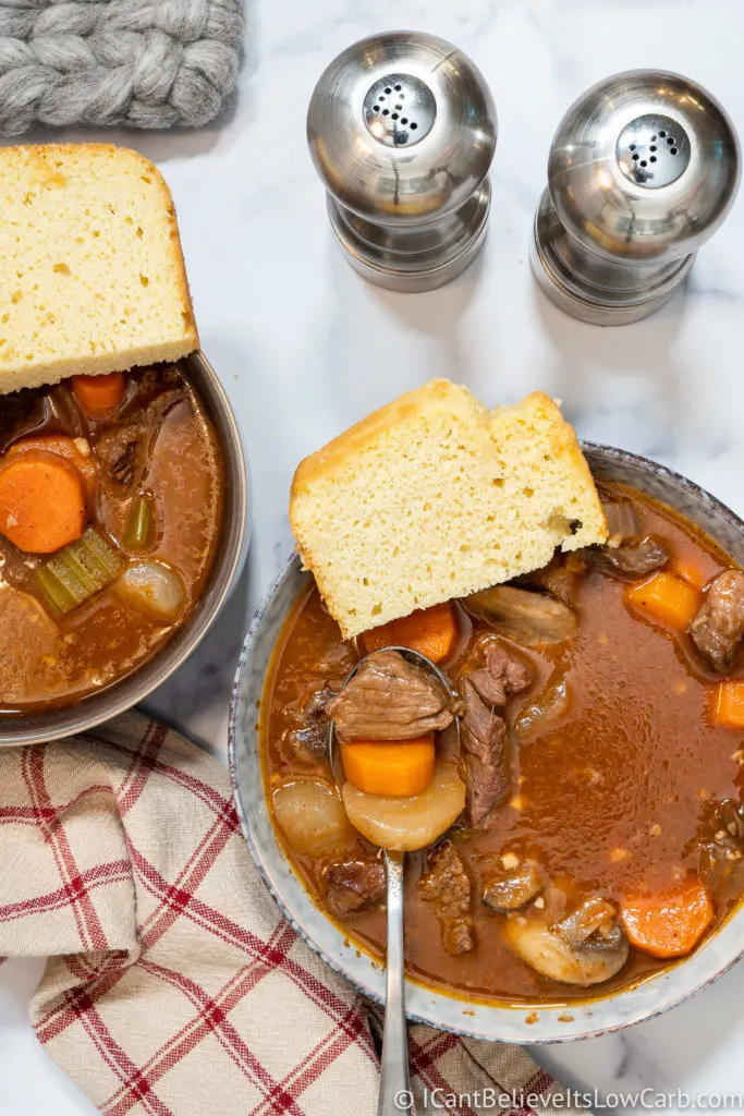 Keto Beef Stew with low carb bread