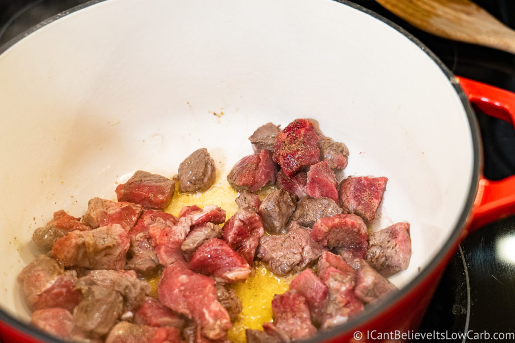 Sauteing beef cubes in dutch oven