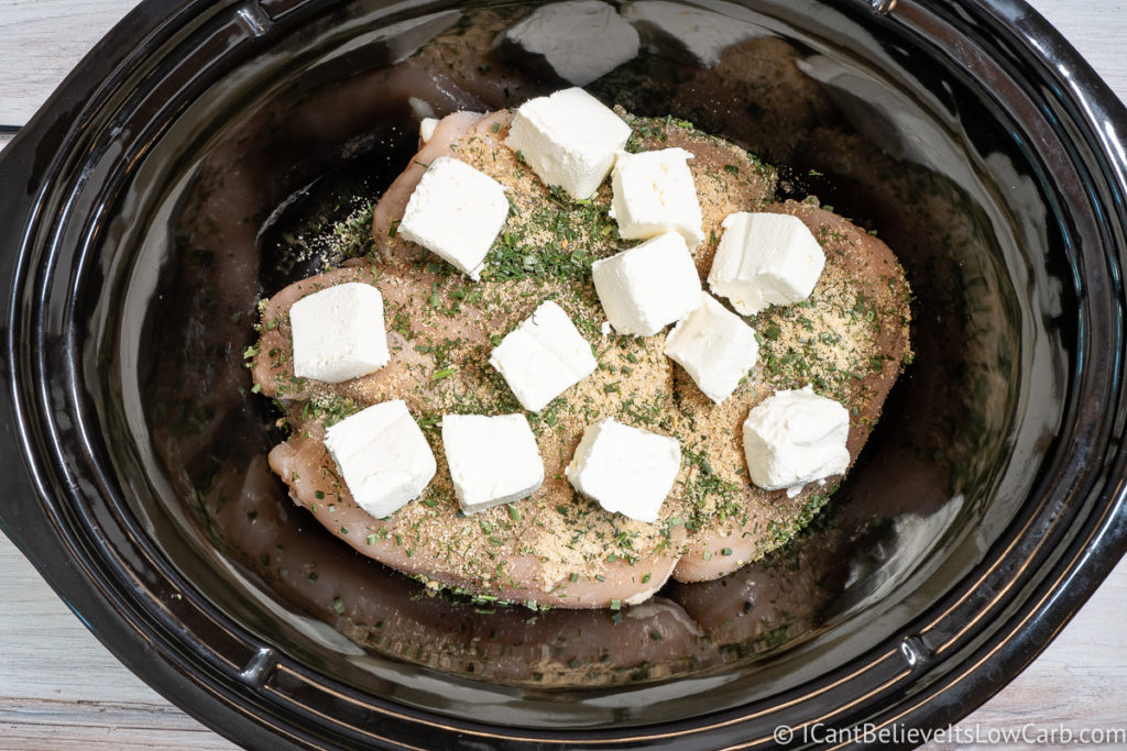 add cream cheese to the slow cooker