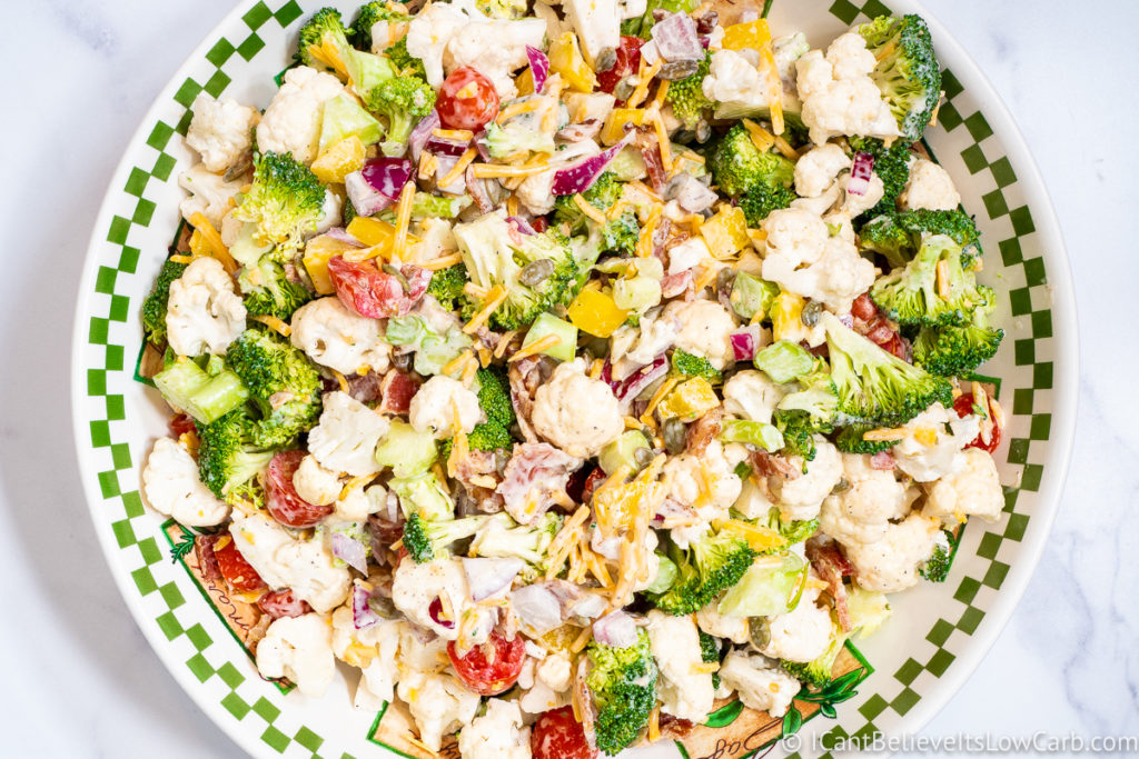 Cauliflower Broccoli Salad in a bowl