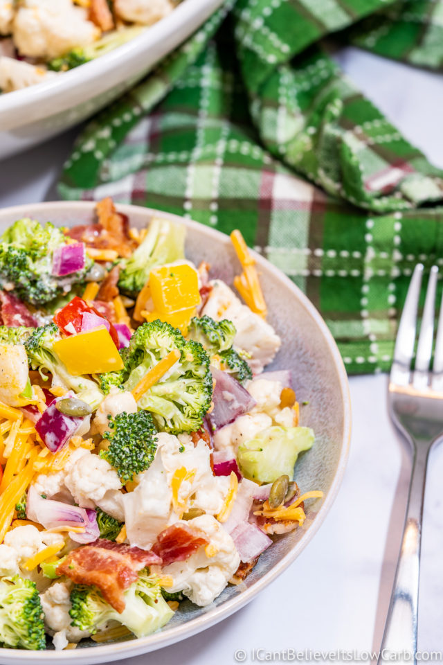 Best Broccoli Cauliflower Salad Recipe (Creamy Dressing & Bacon)