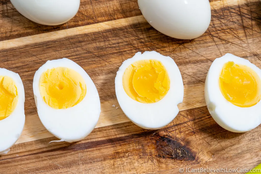 Instant Pot Hard Boiled Eggs cut in half