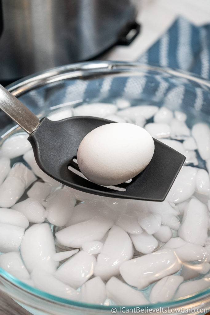 Putting Hard Boiled Eggs in an ice bath