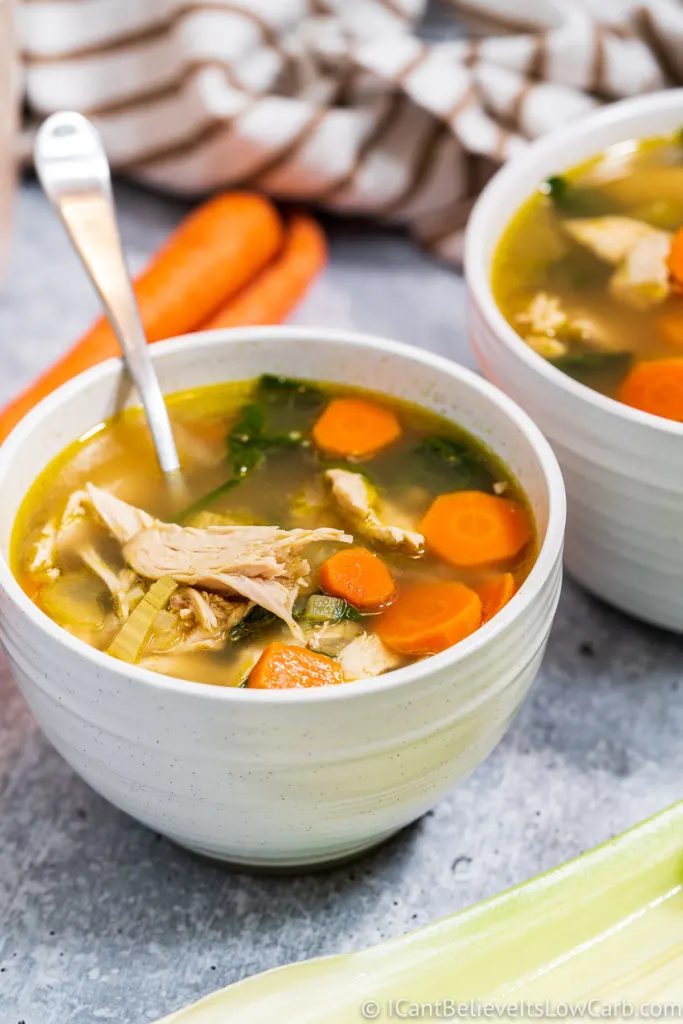 Ketogenic Chicken Soup in a bowl