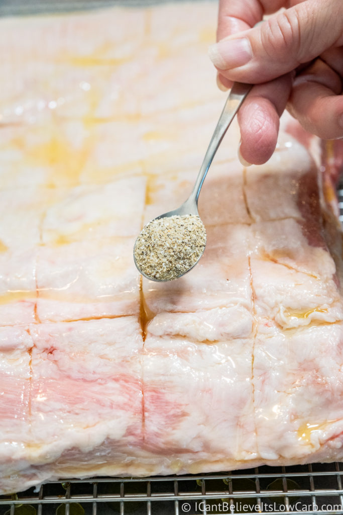 Covering the Pork Belly with seasonings