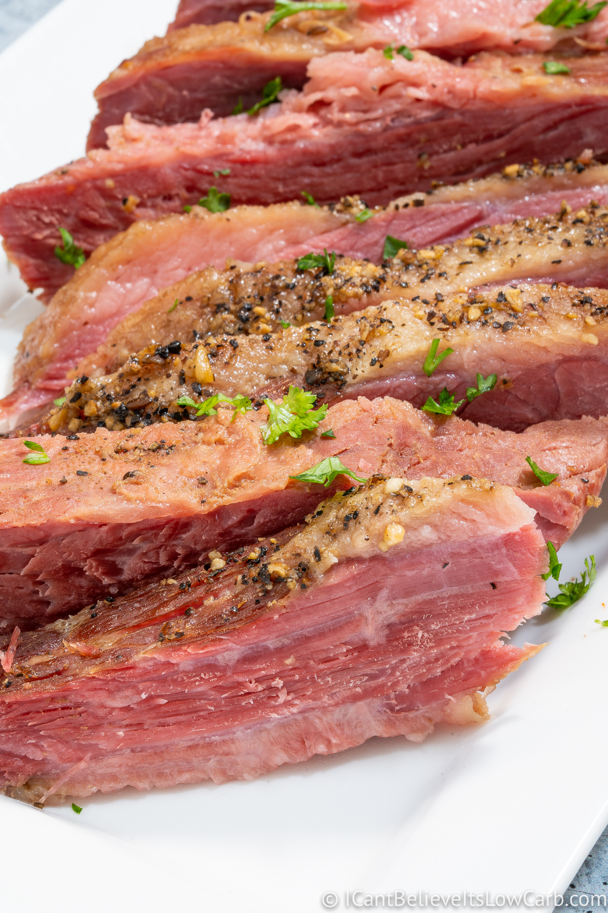 Corned Beef Sliced on a Plate