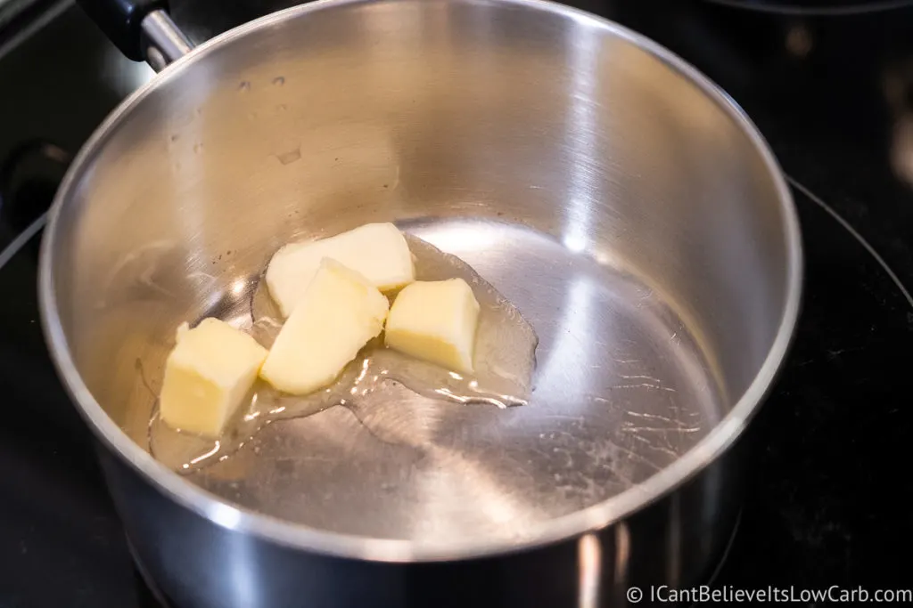 Melting butter for Keto Alfredo Sauce