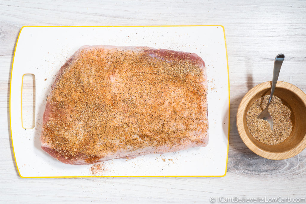 Covering the Pork Loin with spices