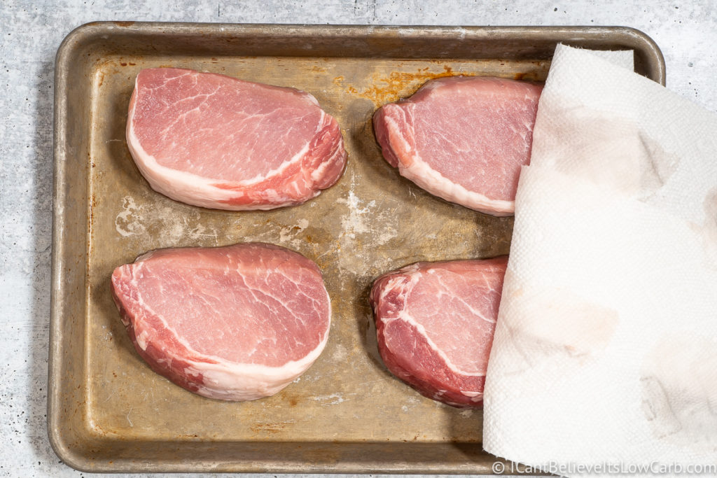 Drying Pork Chops with paper towels
