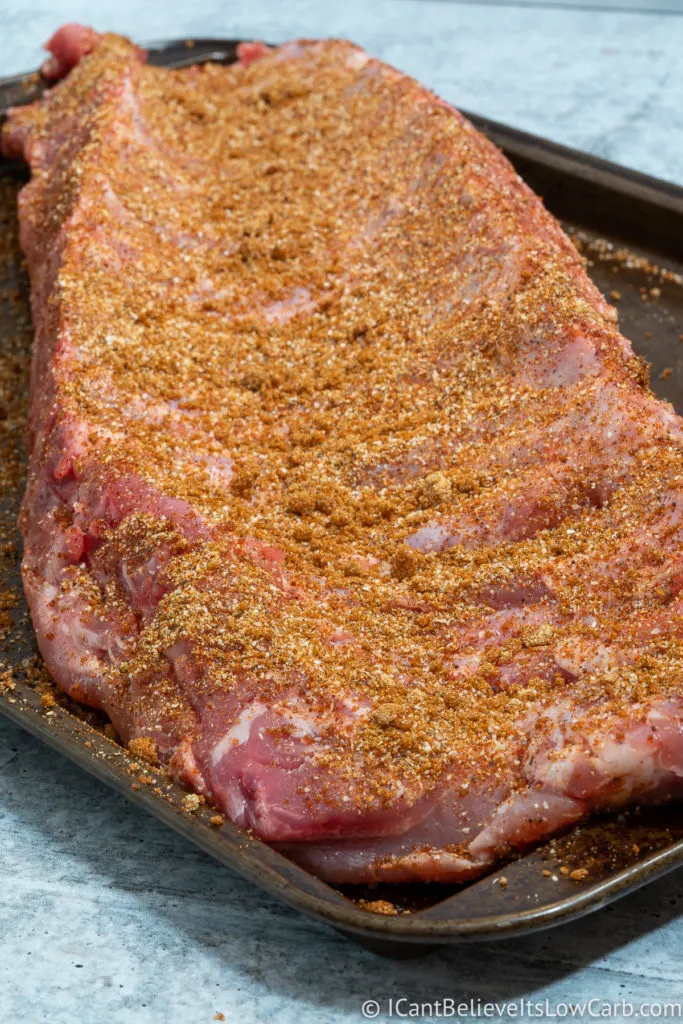 Covering the Pork Ribs with seasonings