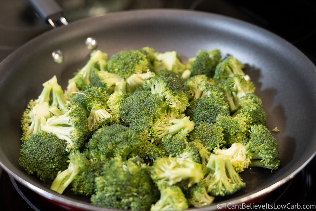 frying broccoli in a pan