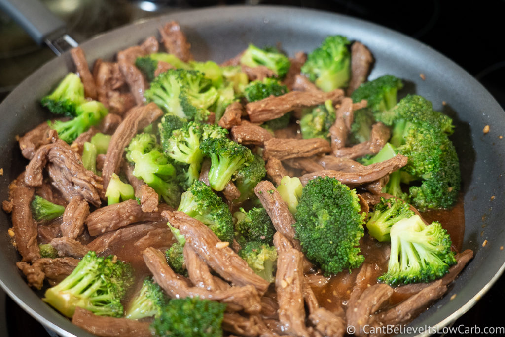 Cooking Beef and Broccoli on the stove