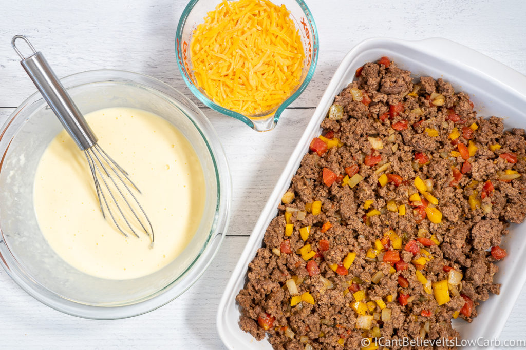 Keto Taco Casserole ingredients ready to mix