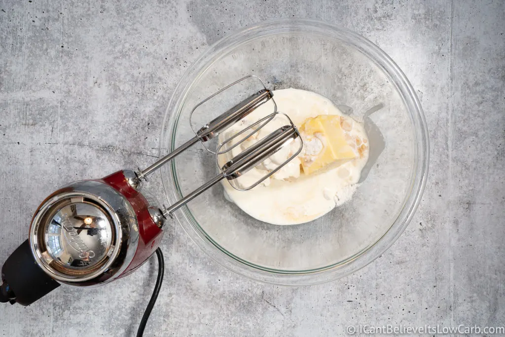 Cheesecake Fat Bomb Ingredients and mixer