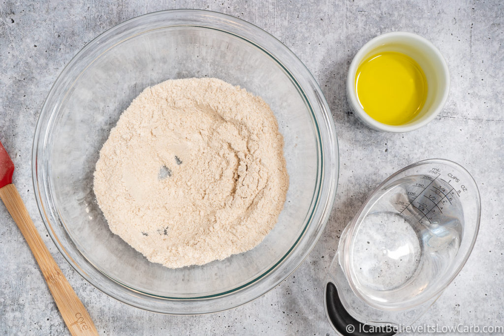 Coconut Flour Tortilla Ingredients with oil and water