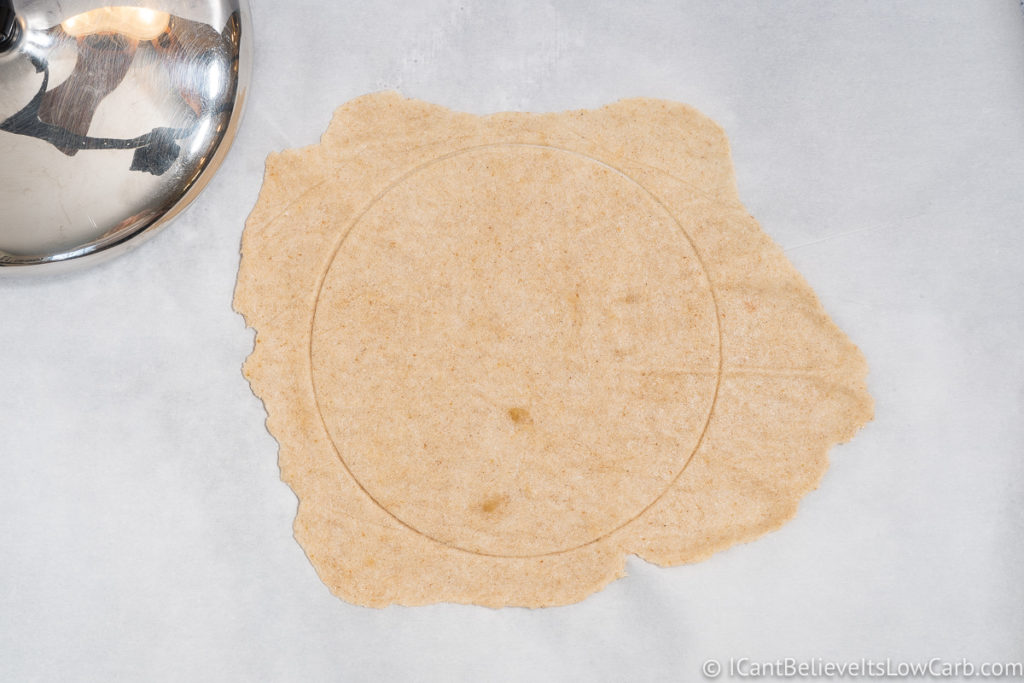 Coconut Flour Tortilla dough cut into a circle