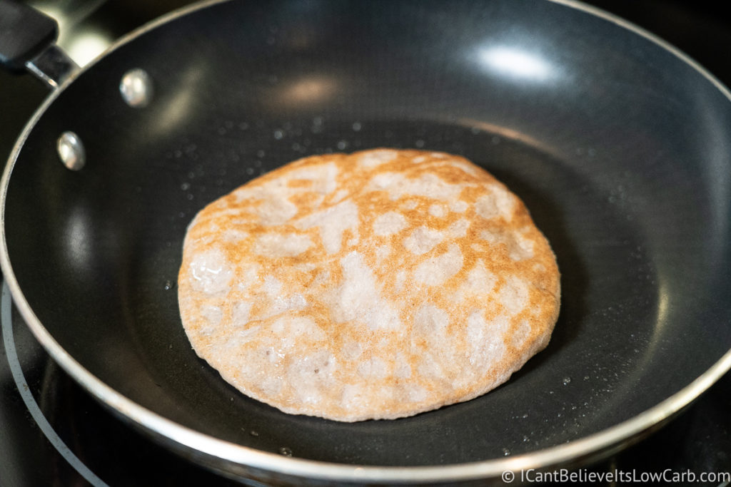 Frying Coconut Flour Tortillas in a pan