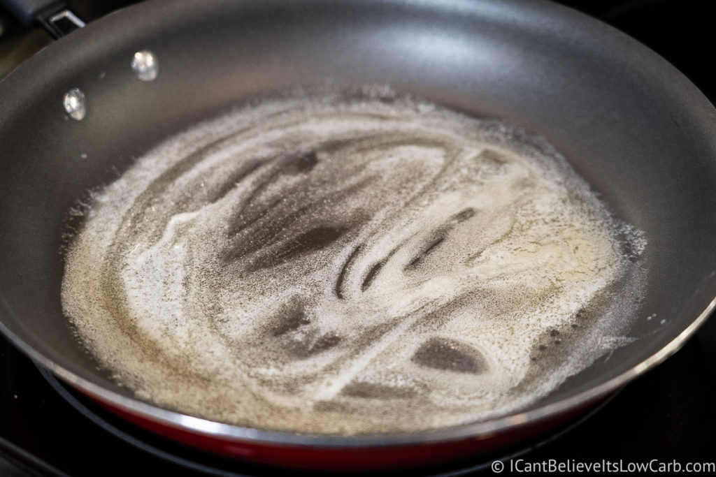 melted butter in a frying pan
