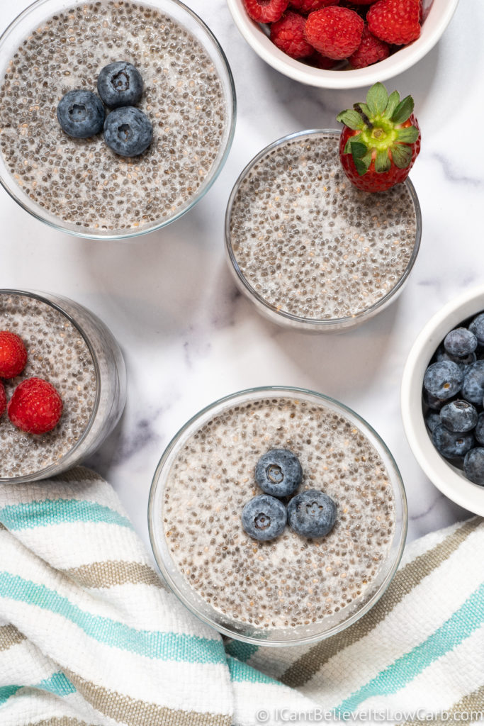 Keto Chia Pudding with fruit on top